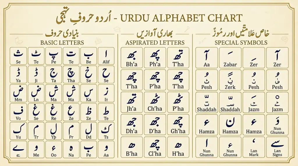 اُردُو حروفِ تہجی کی درست تعداد (54) اردو حروفِ تہجی کی مکمل جدید ترتیب (بنیادی، ہکاری اور اضافی حروف)