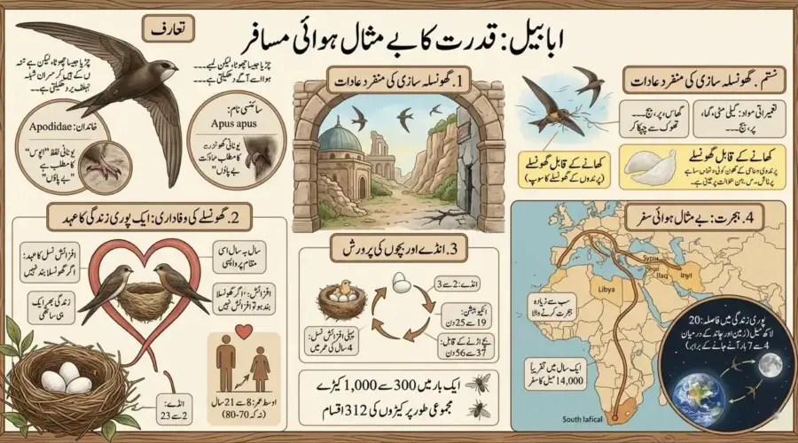 ابابیل: قدرت کا بے مثال ہوائی مسافر ابابیل پرندہ